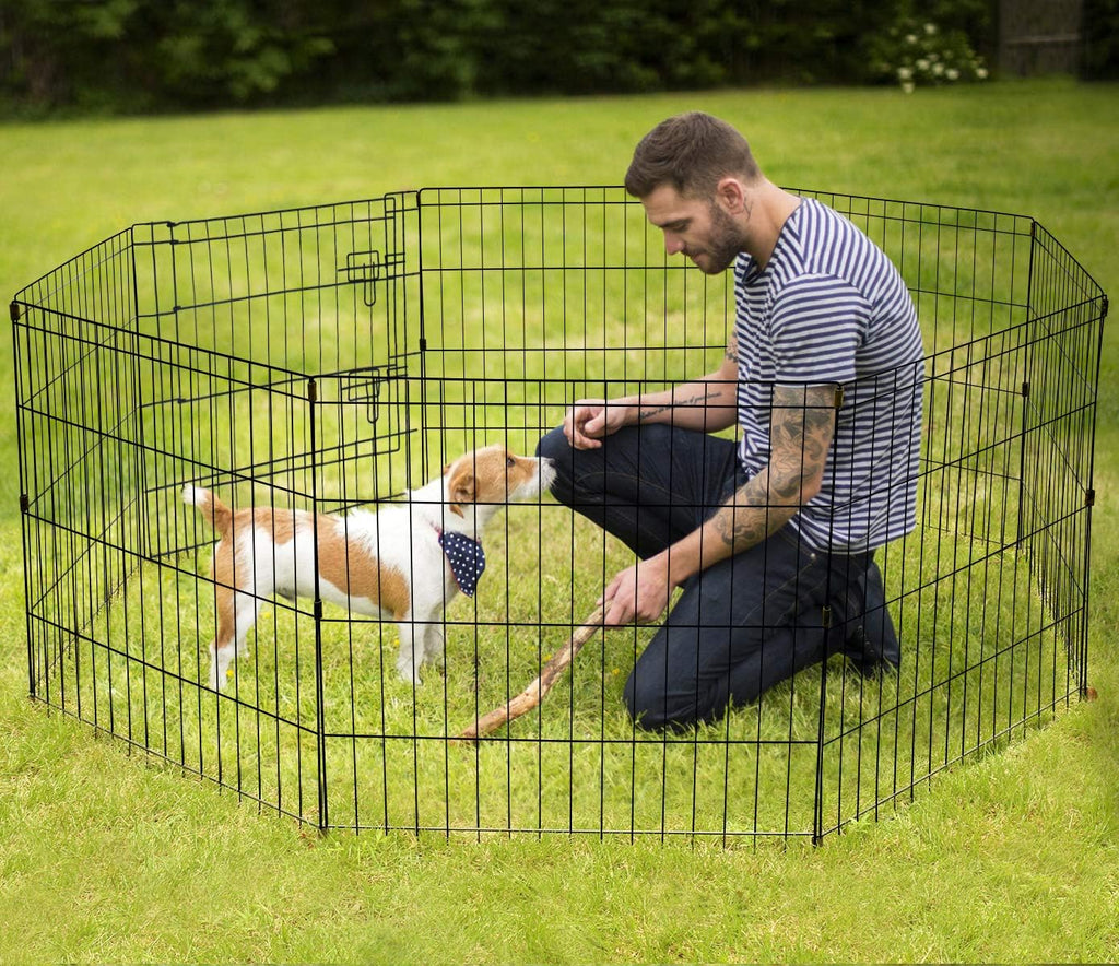Pet Playpen Puppy Playpen Kennels Dog Fence Exercise Pen Gate Fence Foldable Dog Crate 8 Panels 24 Inch Kennels Pen
