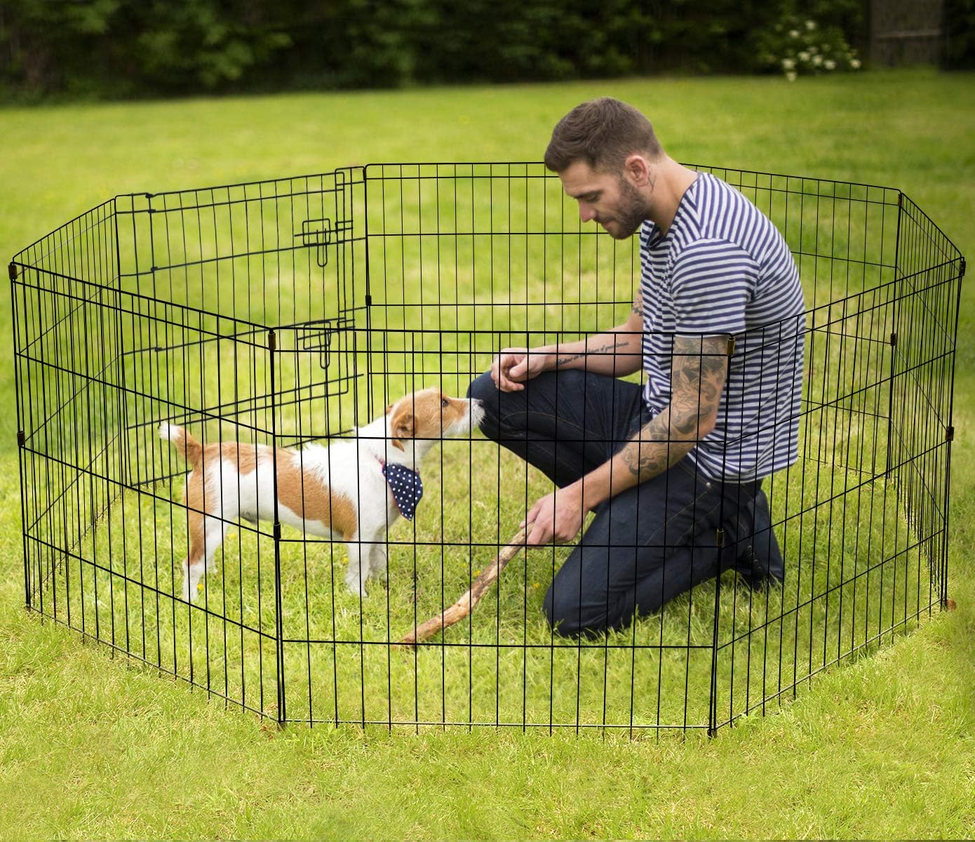 Pet Playpen Puppy Playpen Kennels Dog Fence Exercise Pen Gate Fence Foldable Dog Crate 8 Panels 24 Inch Kennels Pen
