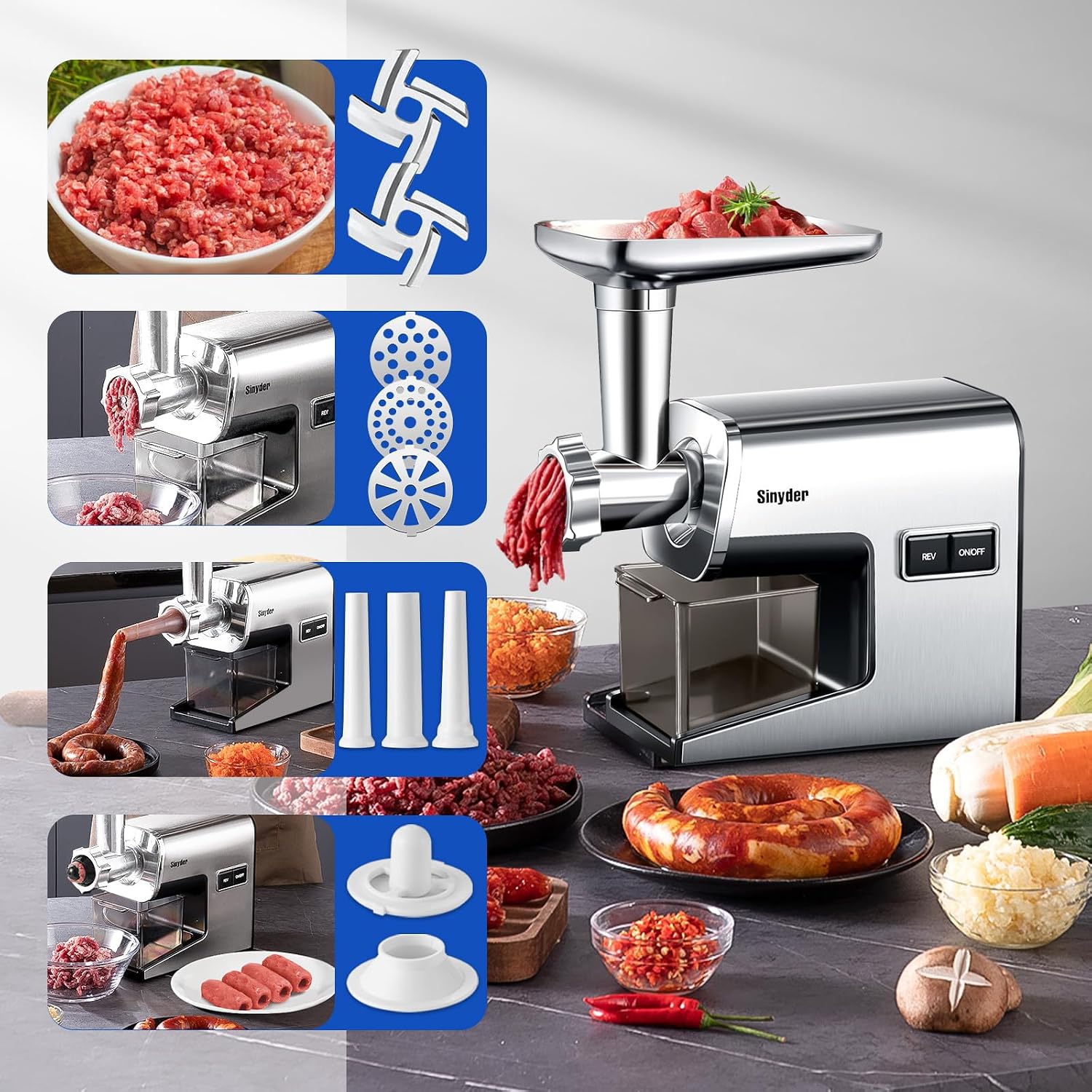 3000W Electric Meat Grinder 304 Stainless Steel Heavy Duty Mincer