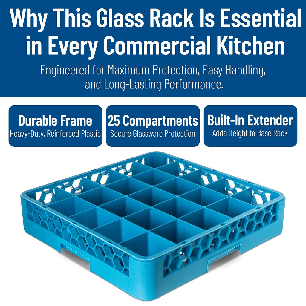 Carlisle Commercial Dishwasher Glass Rack, 25 Compartments, Base Rack