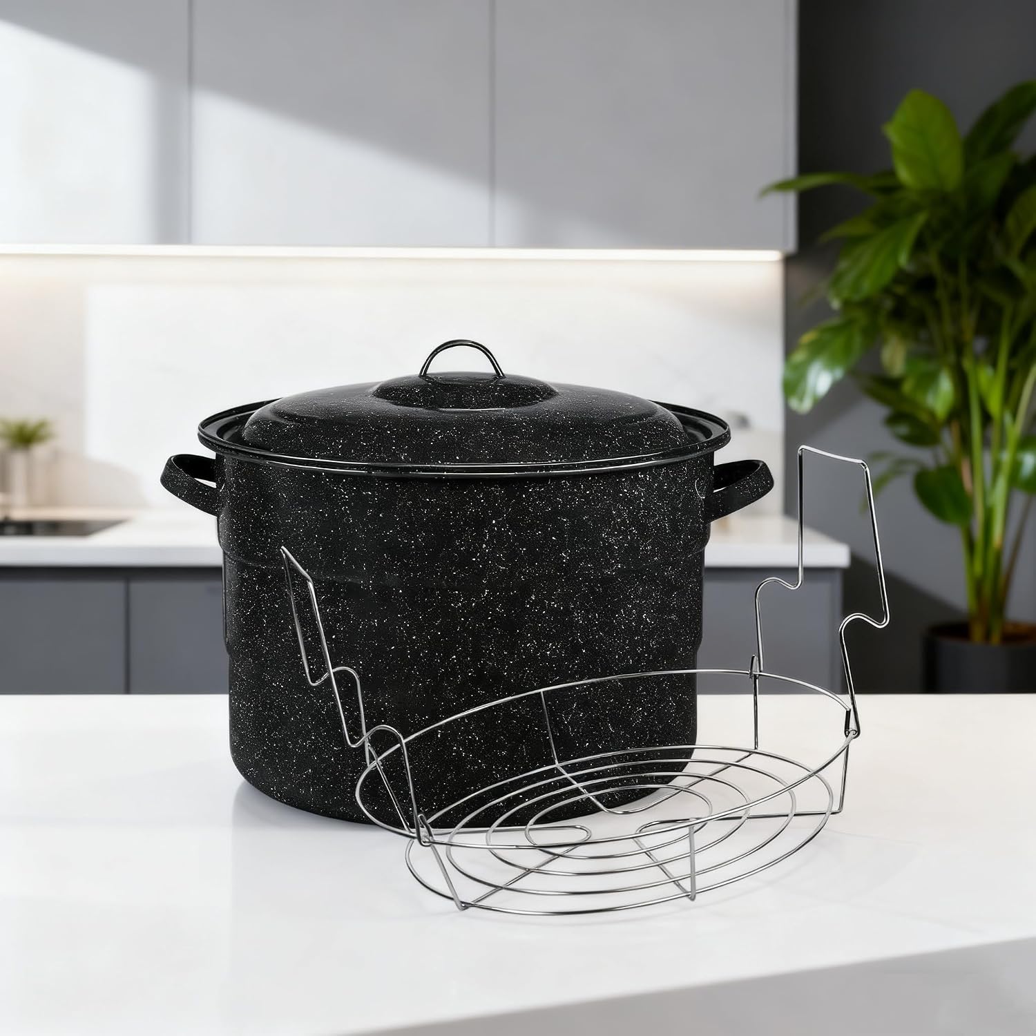 21.5 Quart Water Bath Canner - Large Food Grade Enamel Canning Pot with Rack, Heavy-Duty Canning Supplies for Jam