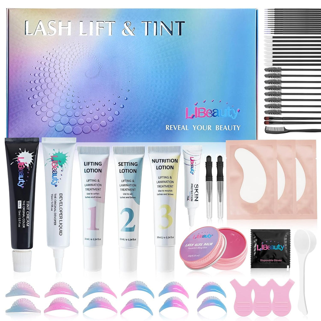 4 in 1 Lash Lift and Black Color Kit Eyelash Perm Brow Lamination | Includes 15ml black coloring cream and upgraded