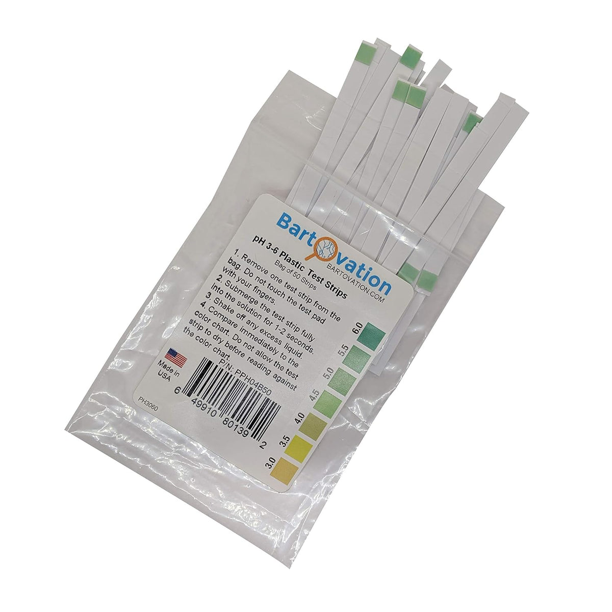 pH 3-6 Short Range Test Strips, 50-Pack
