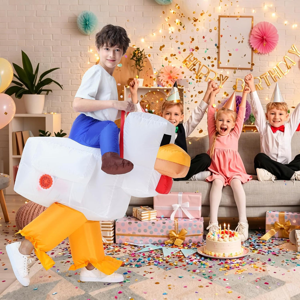 Inflatable Chicken Costume for Kids,Halloween Blow Up Costumes Ride On Rooster Costume Funny Costumes for Boys Girls