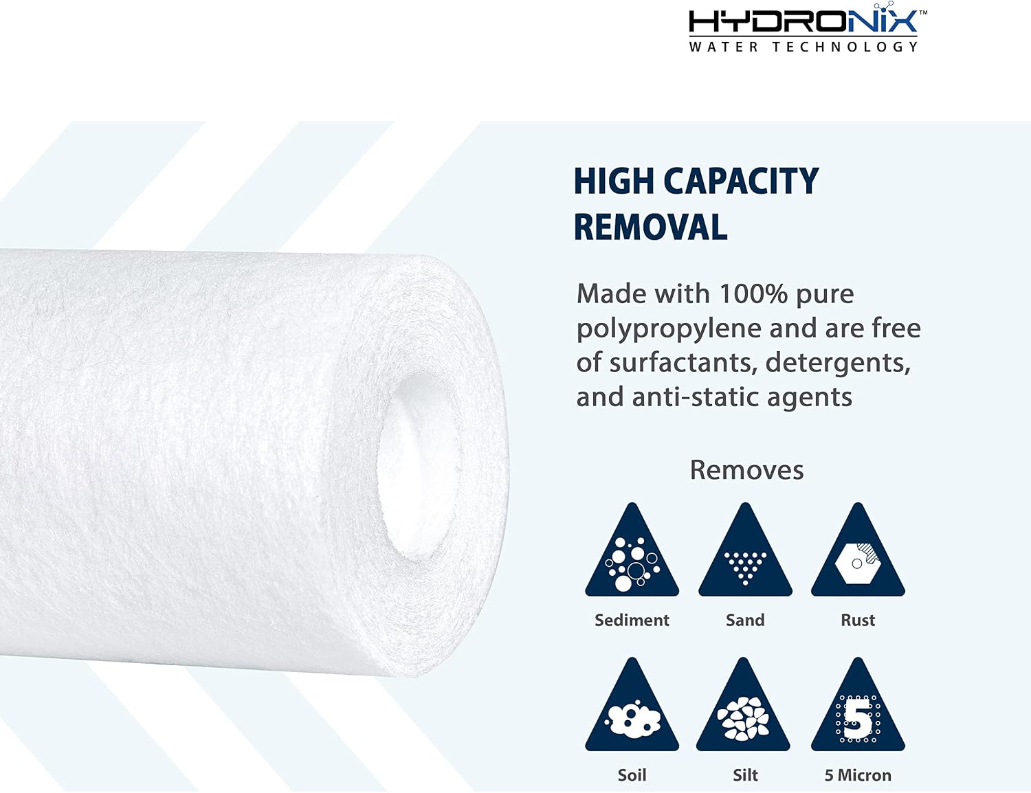 SDC-25-2005 Whole House, RO Systems or Commercial Use Sediment Water Filter Cartridge 2.5" x 20" - 5 micron (PACK OF 4)