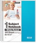 1 Subject Spiral Notebook, Blue Plastic Cover, 100 Sheets (200 Pages) 8x10.5 Paper, Wide Ruled Composition Notebooks