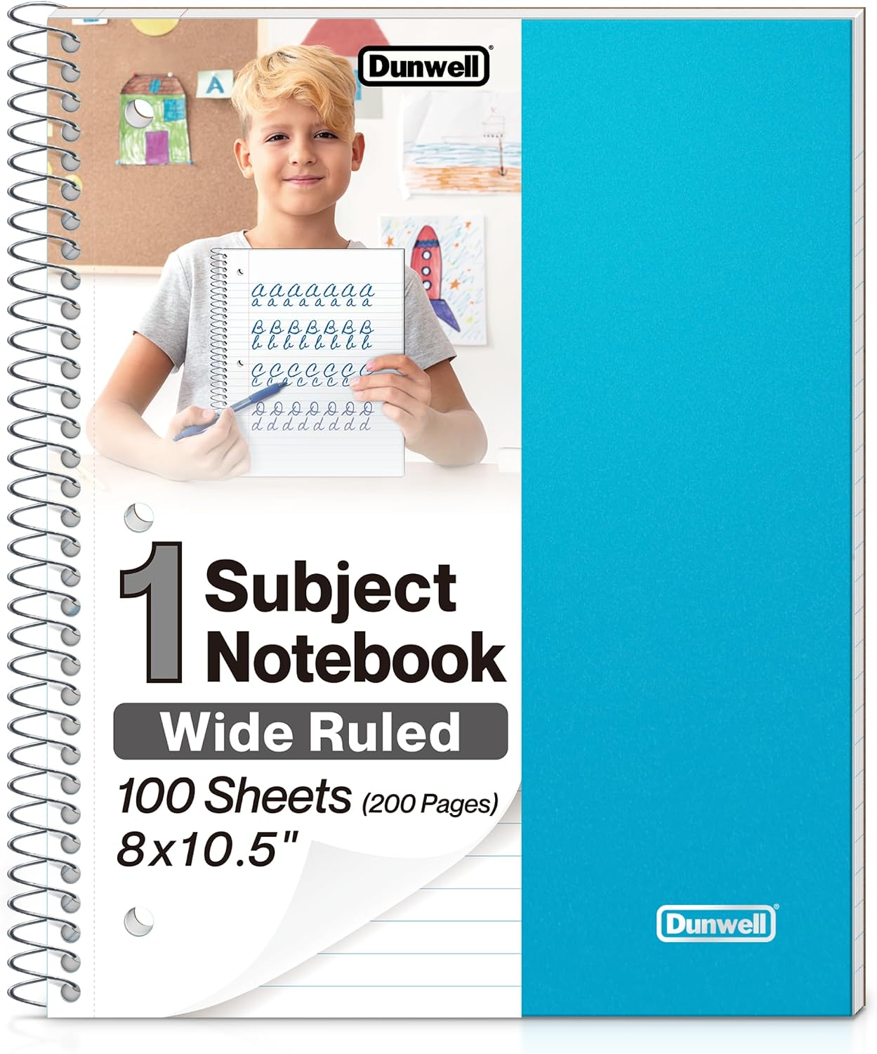 1 Subject Spiral Notebook, Blue Plastic Cover, 100 Sheets (200 Pages) 8x10.5 Paper, Wide Ruled Composition Notebooks