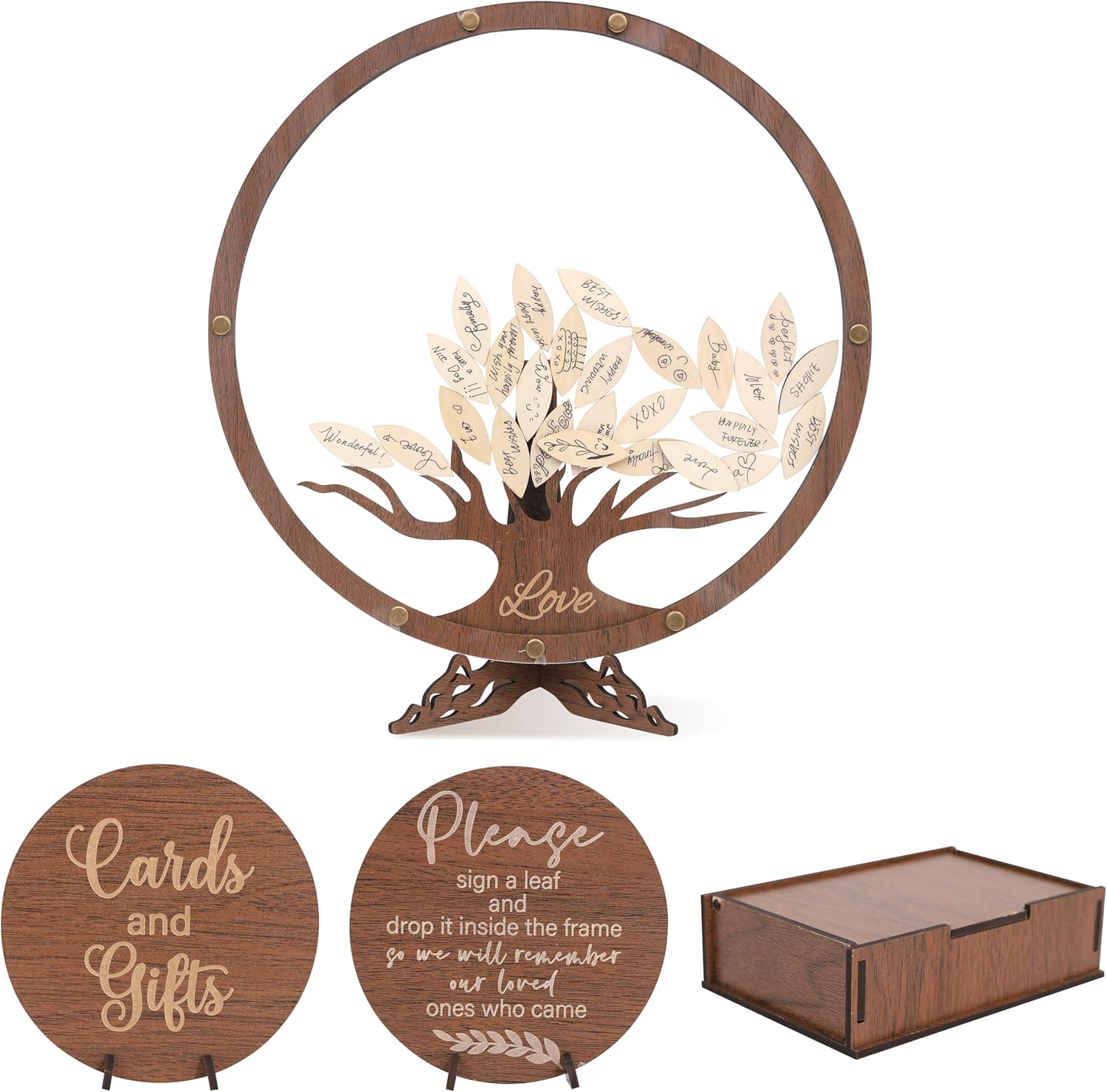 Wedding Guest Book Alternative - Personalized Bridal Shower Party Decorations,Wooden Family Tree Guest Book,Standing