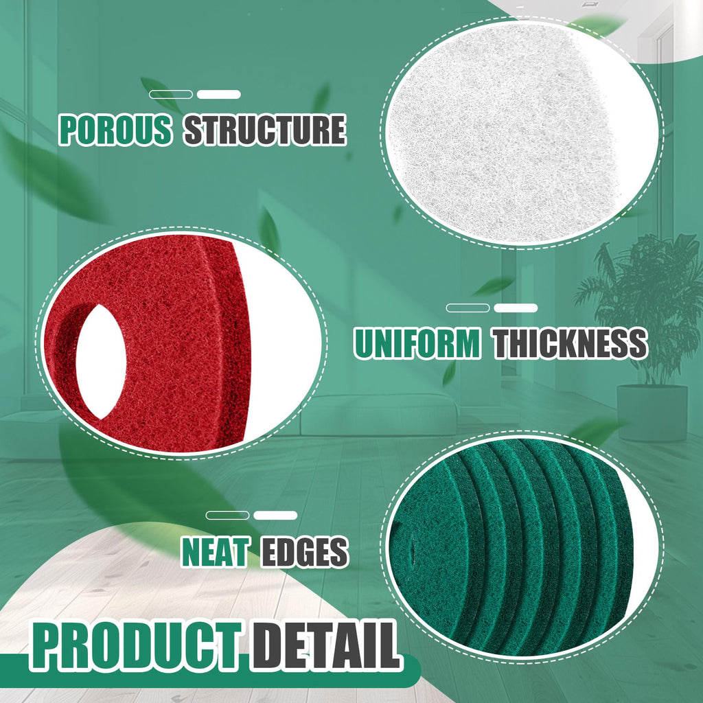 3 Pcs 20" Commercial Orbiter Floor Buffer Pads, Red, Green, White