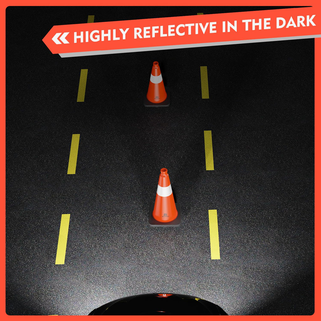 Orange Traffic Safety Cones 18 Inch with Weighted Base, 4 Pack