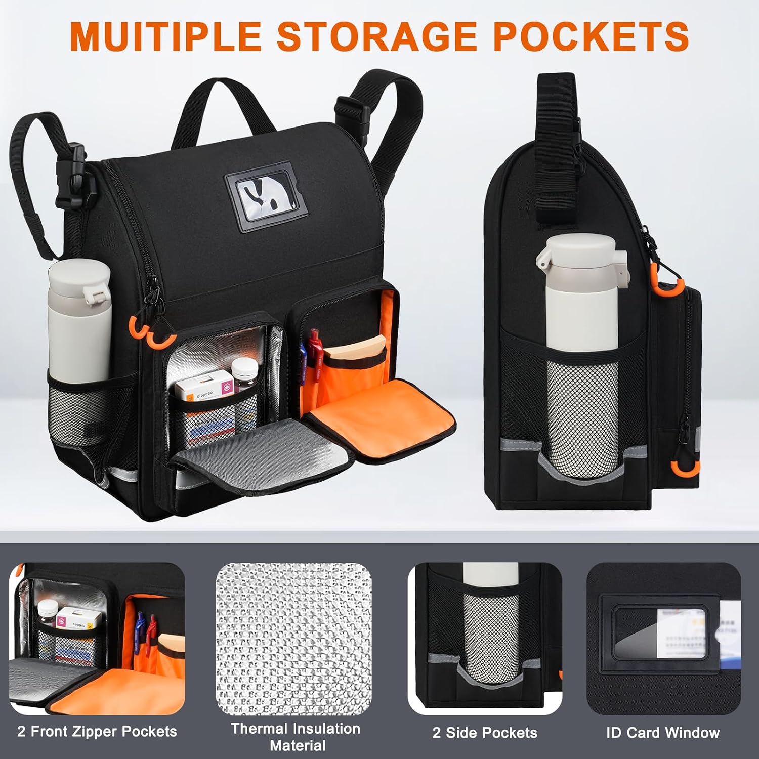 Wheelchair Bags to Hang on Back,Wheelchair Backpack Bag,Wheelchair Accessories Pouch Storage Bag with Thermal