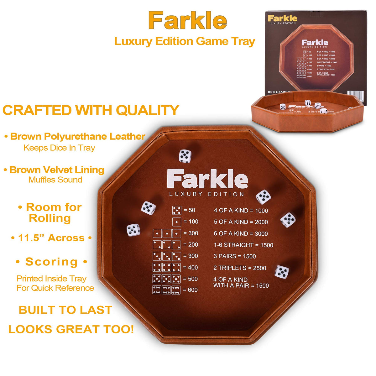 Farkle Luxury Edition Brown Dice Tray
