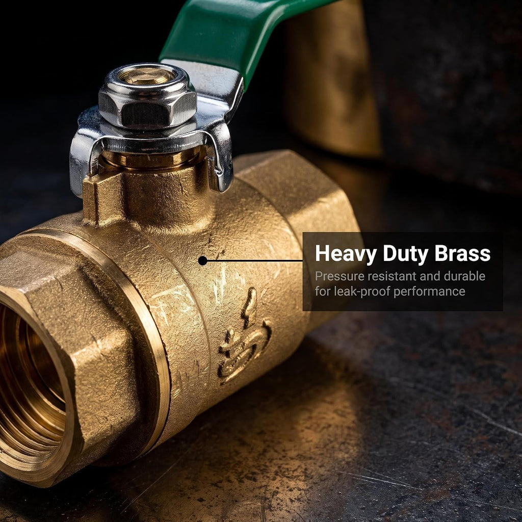 Brass Ball Valve 3/4 Inch NPT, 2 Pack Shut Off Valve