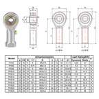 uxcell PHS16 Spherical Rod End Bearing 16mm Bore Self-Lubricated Joint Bearing M16x2.0 Right Hand Female Thread Connector
