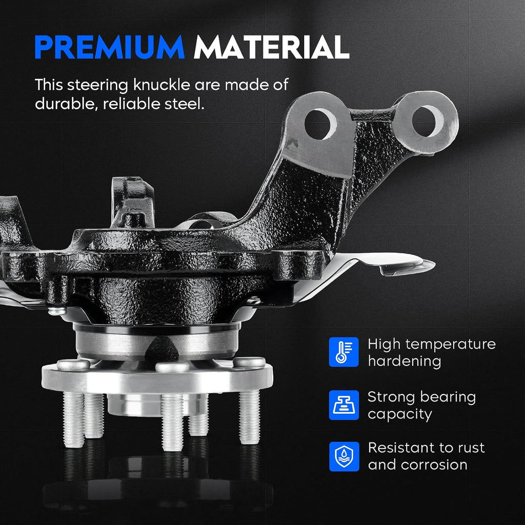 Front Right Side Steering Knuckle & Wheel Bearing Hub Assembly Compatible with Toyota Corolla 2009-2013 1.8L 2.4L, for Matrix 2009-2013 1.8L, Replace for 698-380 698380 510070, Passenger Side
