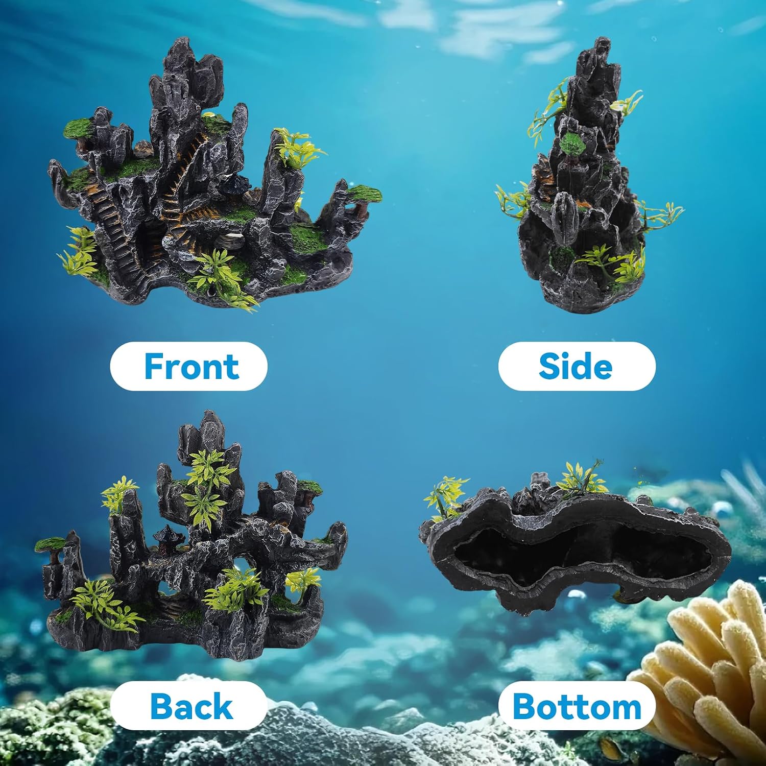 Aquarium Ornaments View Mountain,Fish Tank Decorations Resin Rock Landscape Artificial Stone Aquarium Decor with