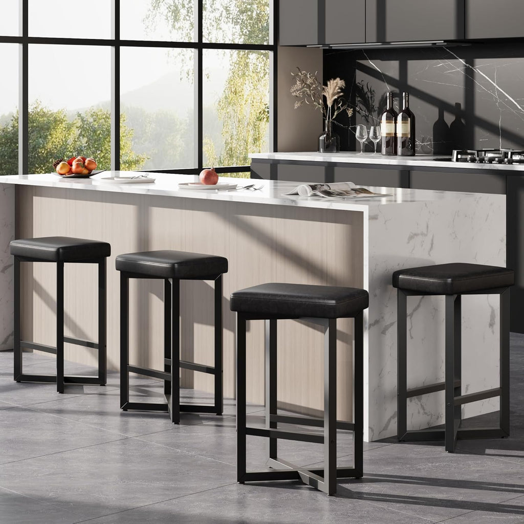 Bar Stools Set of 4, 24.6" Counter Height Backless Barstools