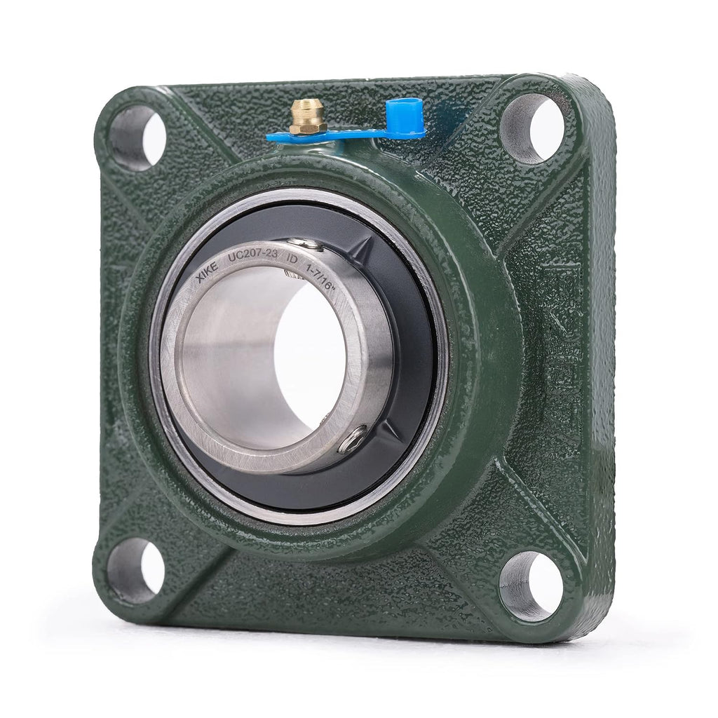 XIKE 2 Pcs UCF207-23 Bore 1-7/16" Pillow Block Square Flange Mounted Ball Bearings.