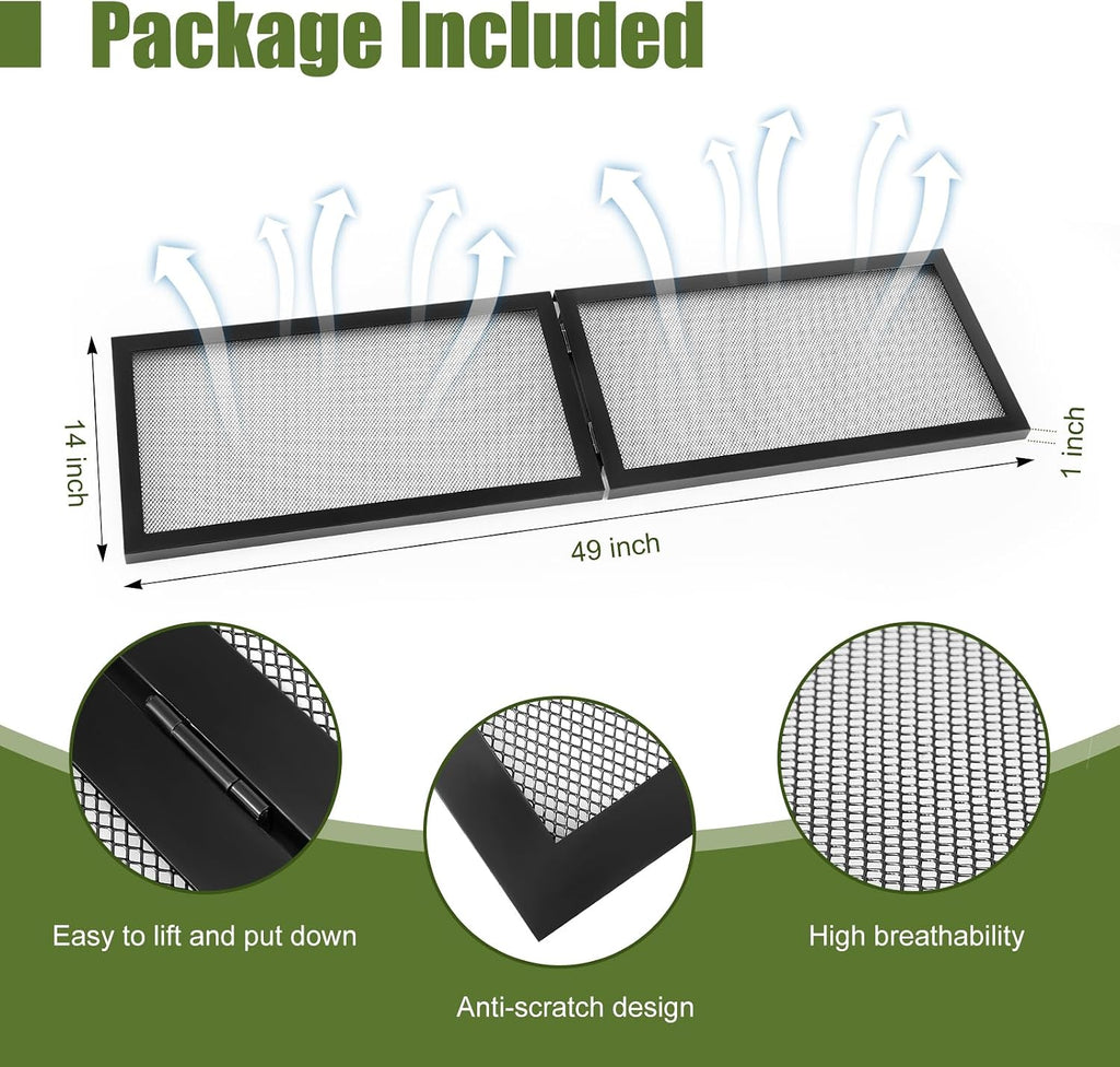 55 Gallon Aquarium Lid with Center Hinge, Fish Tank Screen | Reptile Terrarium Cover, Hinged for Easy Feeding, Mesh