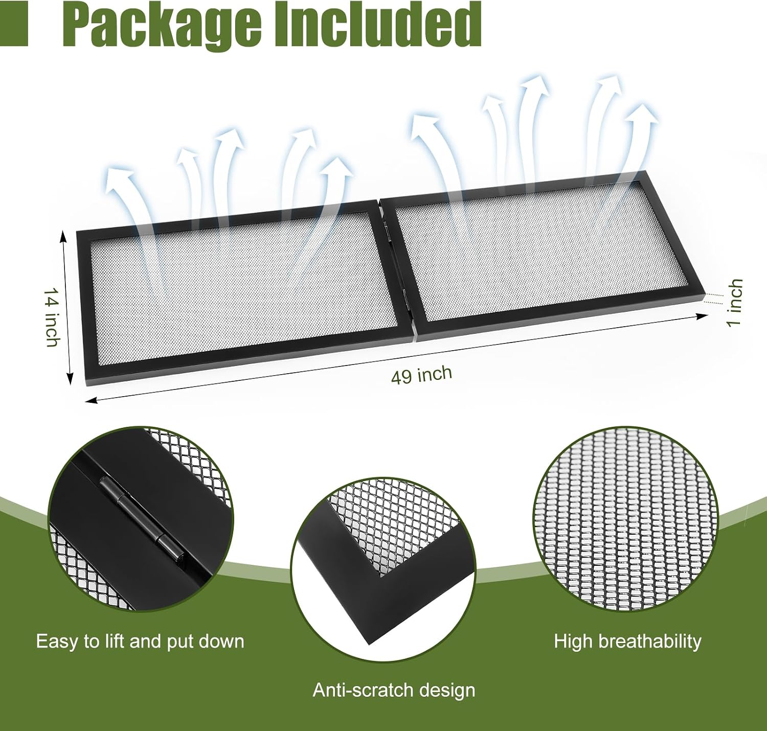 55 Gallon Aquarium Lid with Center Hinge, Fish Tank Screen | Reptile Terrarium Cover, Hinged for Easy Feeding, Mesh