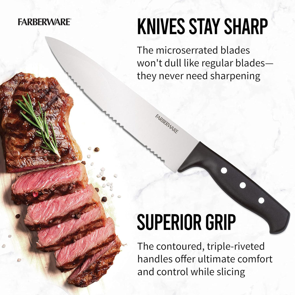 22-Piece Kitchen Knife Block Set, High Carbon Stainless Steel