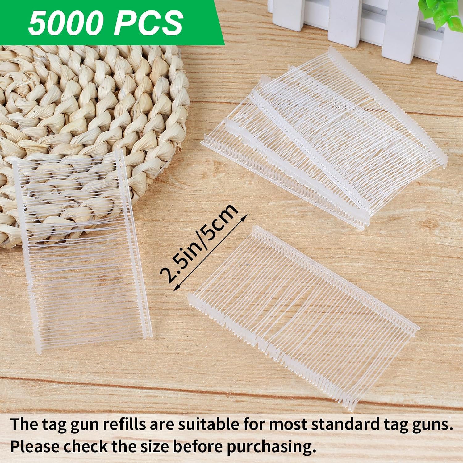 Tagging Gun Fasteners, 5000 Pcs Plastic Tag Gun Refills, 2 in | Tag Barbs Attachments, Work with All Standard Price