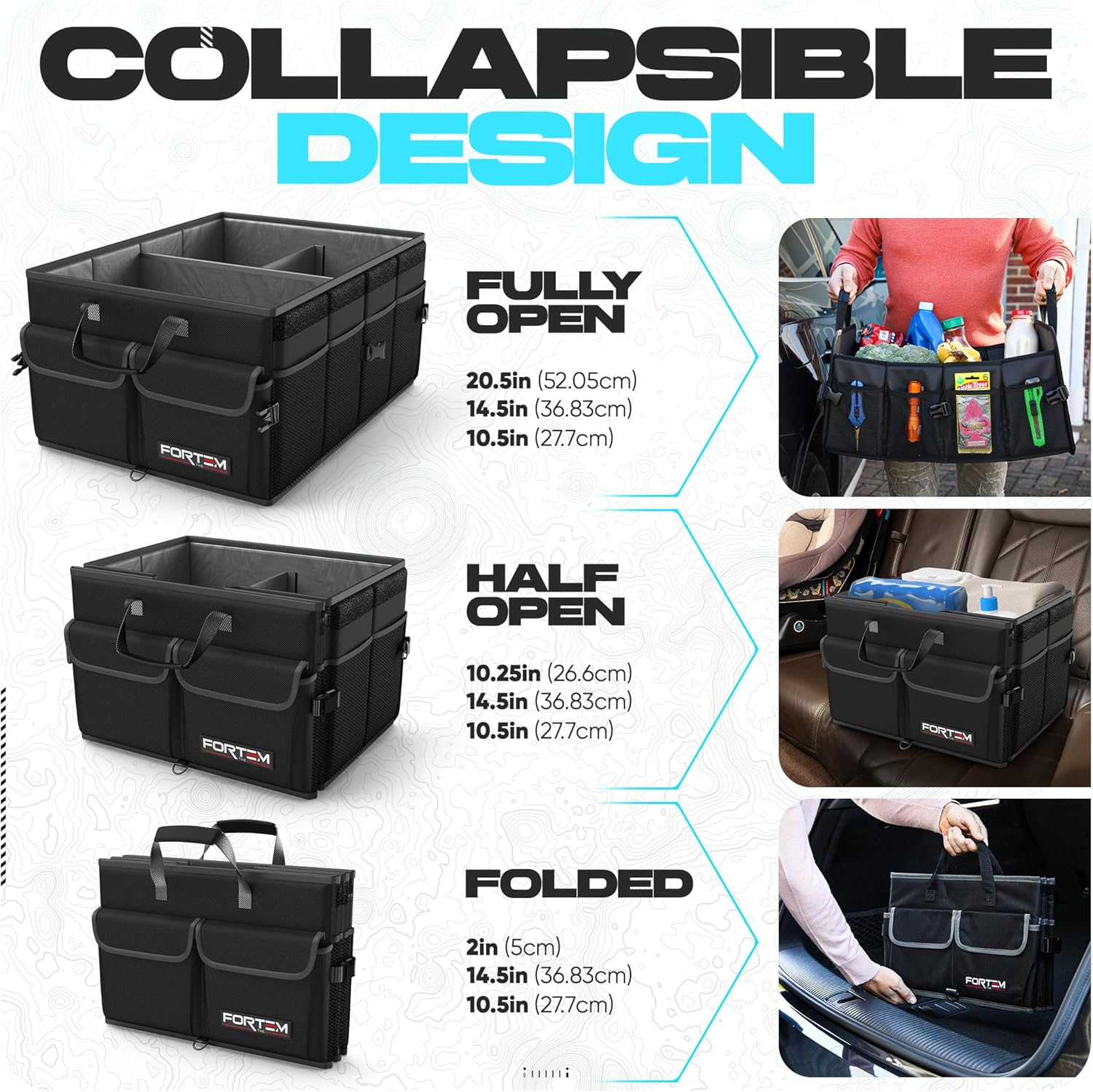 Trunk Organizer For SUV Car Trunk Organizer, Foldable Storage, Car Accessories for Women Men, Collapsible Bag, 600D