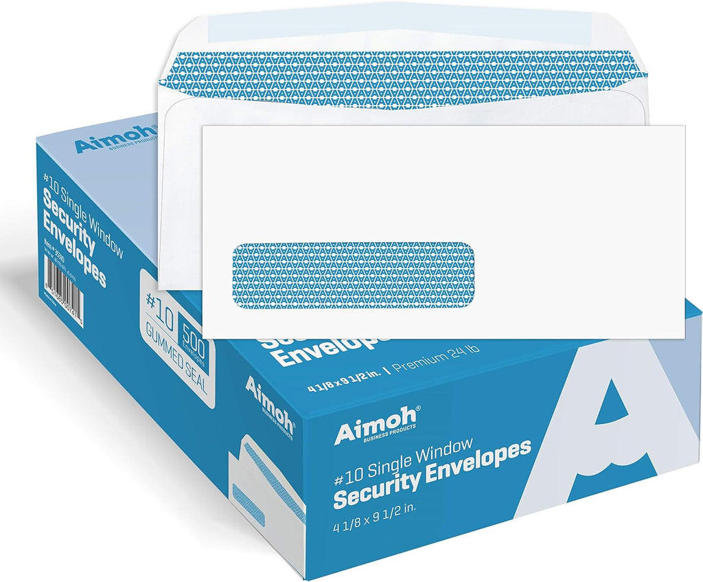 #10 Single Left Window Envelopes, Gummed Closure #10 Envelopes 500ct