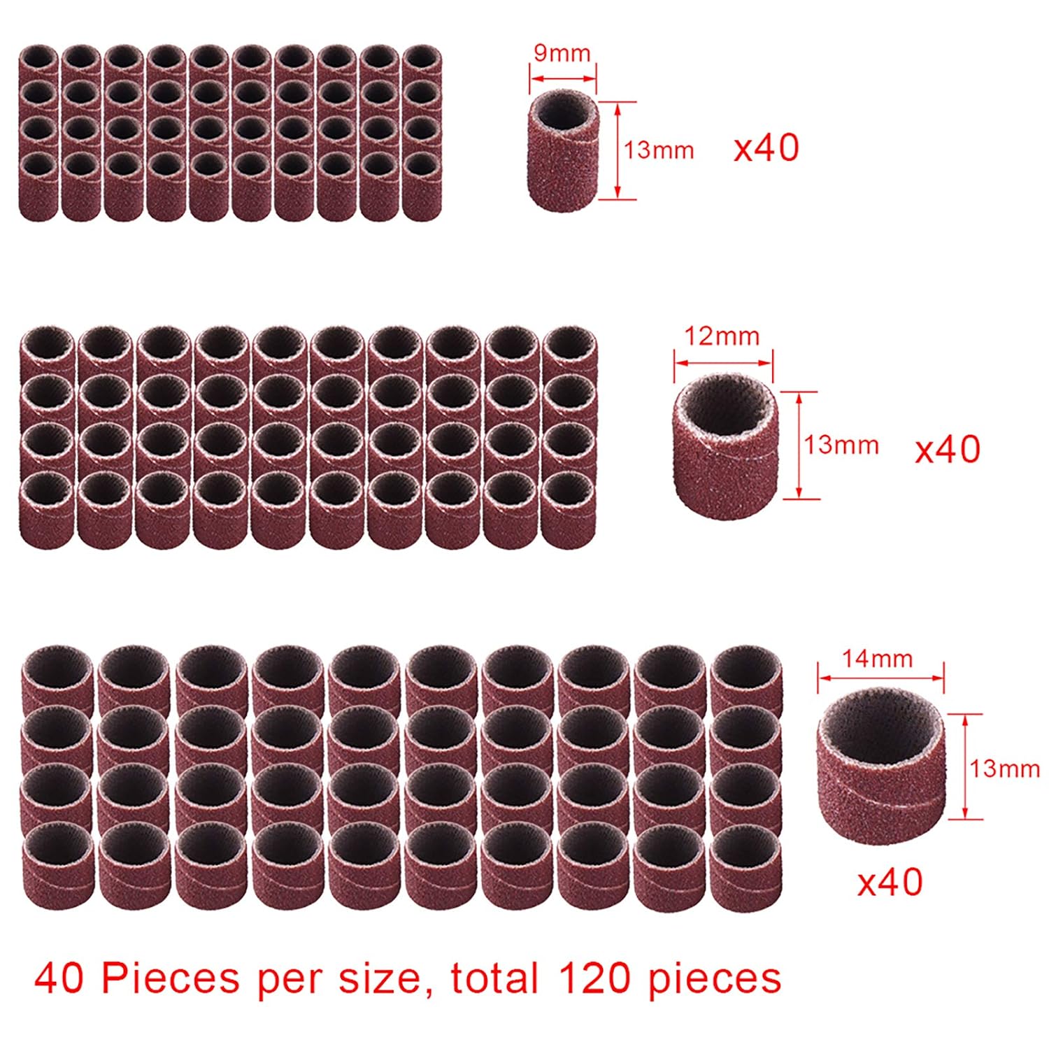 132 Pieces Aluminum Oxide Sanding Drum Set with Free Box | Including 120 Pieces Drum Sander Sanding Sleeves,12 Pieces
