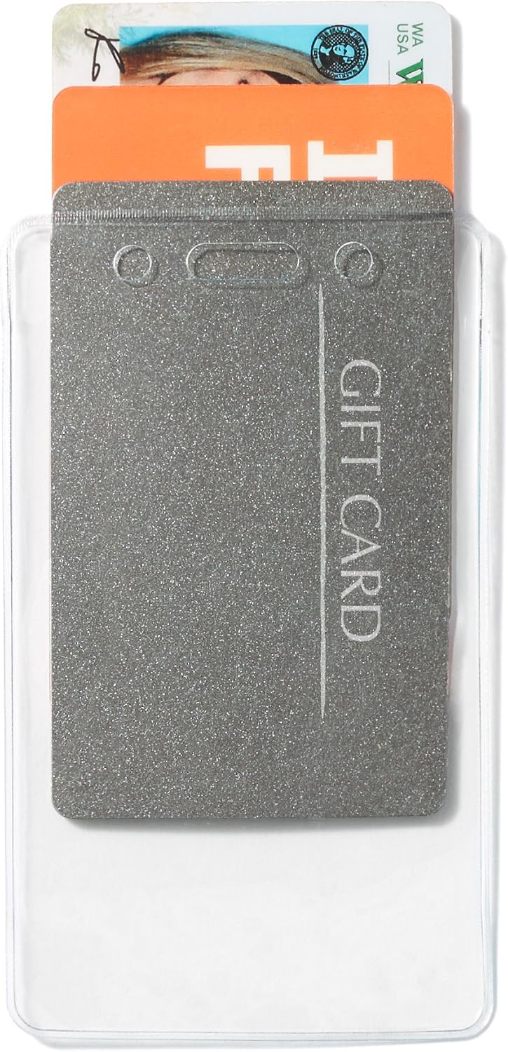 Vertical Clear Plastic ID Badge Holders, 2.55" x 4.41", Pack of 50