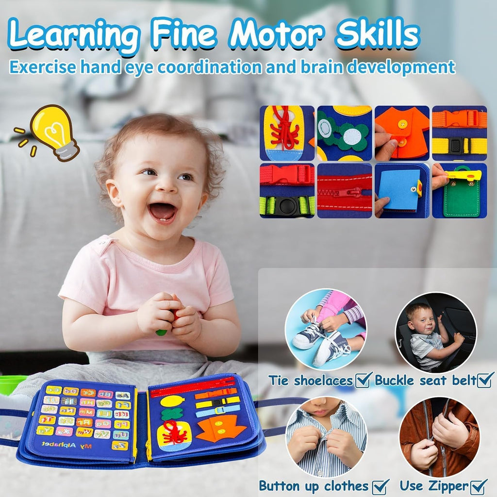 Toddler Busy Board, Montessori Toys for Boys, Sensory Board Birthday Gifts - Educational Busy Book, Learning toys for
