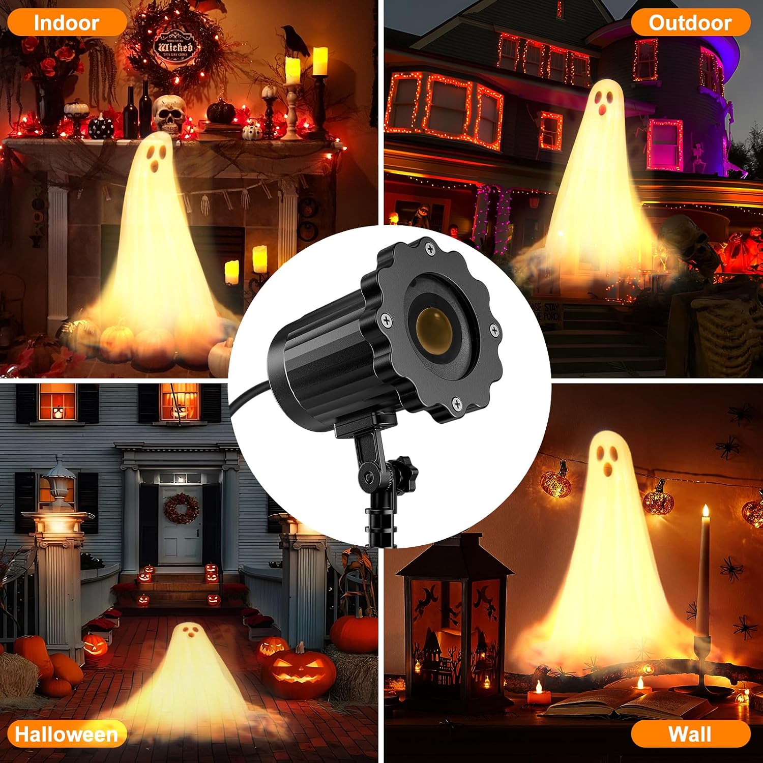 Halloween Projector Lights Outdoor,3D Dynamic Ghost Decorations Light,2026 Upgraded Clearer Ghost HD Patterns,Night