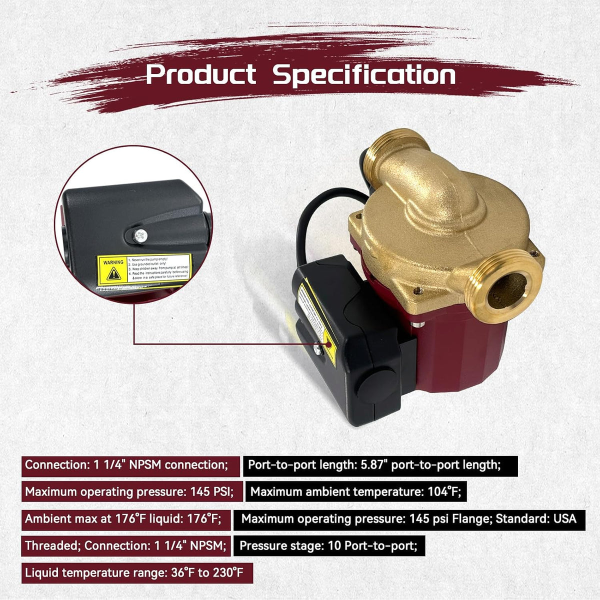 59896776 UP15-29SU Circulator Pump 115V 1/8 HP Compatible with Grundfos