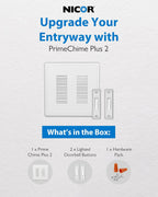 PrimeChime Plus 2 Electric Doorbell Kit - Doorbells for Home - Includes Selectable Ring Chimes - Basic Button, White