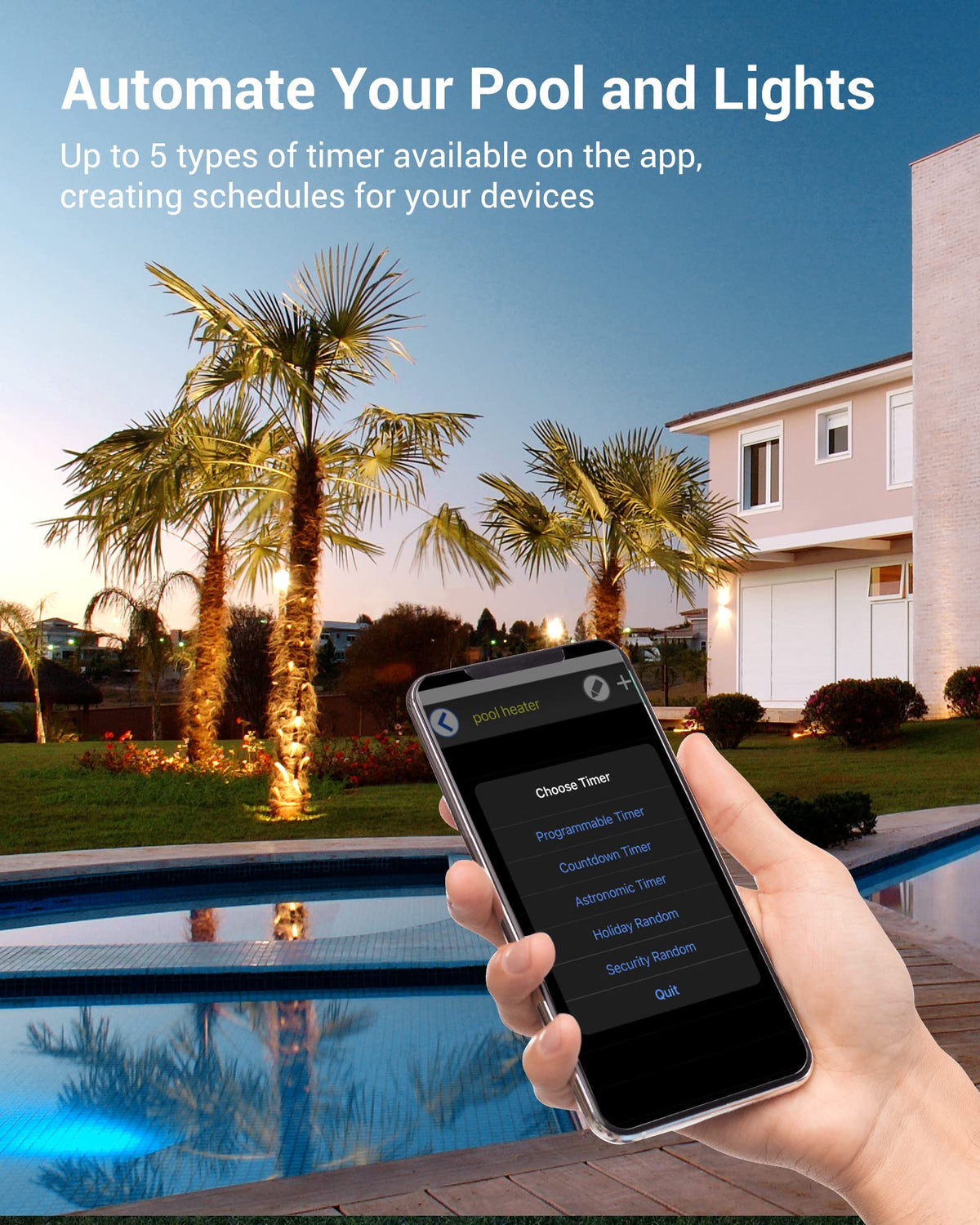 DEWENWILS Pool Pump Timer, Outdoor Smart Wi-Fi Timer Box - 40A 120-277V 2HP