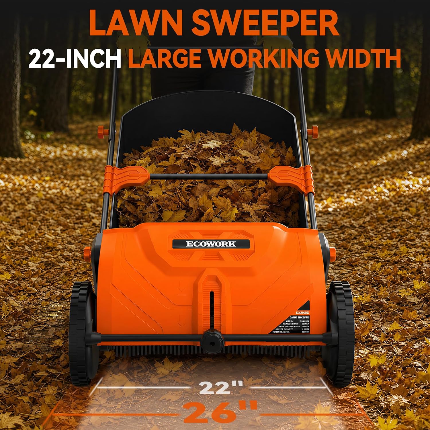 Push Lawn Sweeper 26 Inch with 4 cu. ft. Tear-Resistant Hopper Bag