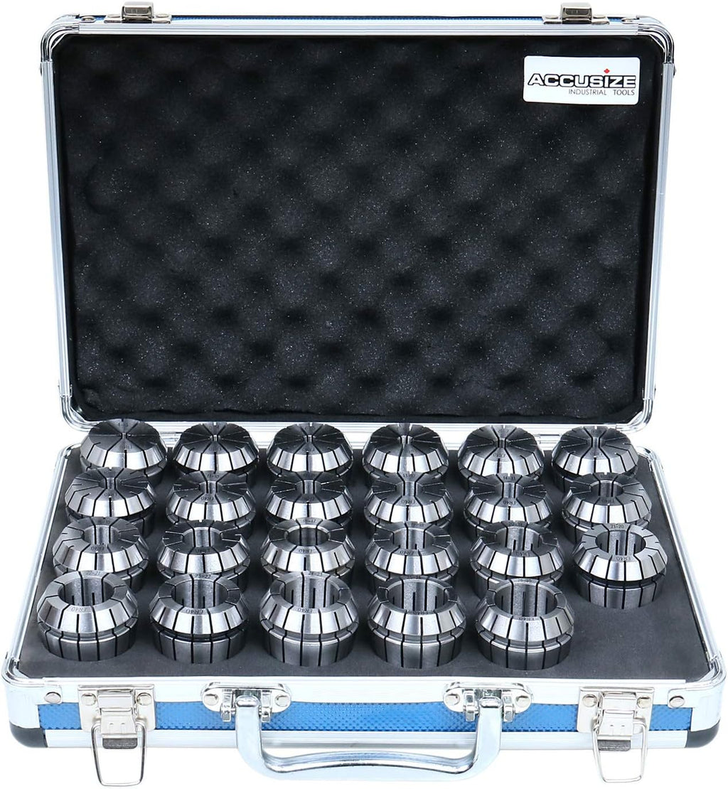 Accusize ER40 Metric Collet Set 4-26mm x 1mm, 23 Pc, 3350-0586