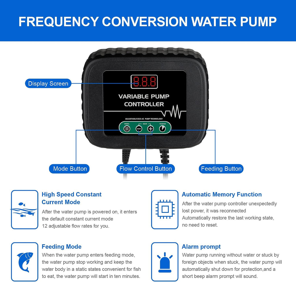 Ultra Quiet 22W 800GPH Aquarium Water Pump Fish Tank Pump