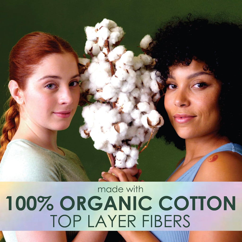 L. Ultra Thin Pads for Women, Organic Cotton Top Layer, Super Absorbency, Menstrual Pads with Wings, Made Without