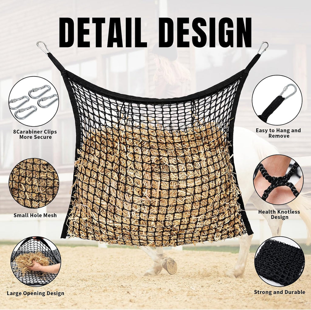 Slow Feed Hay Nets for Horses, Large Capacity Hay Bags, 4 Pack