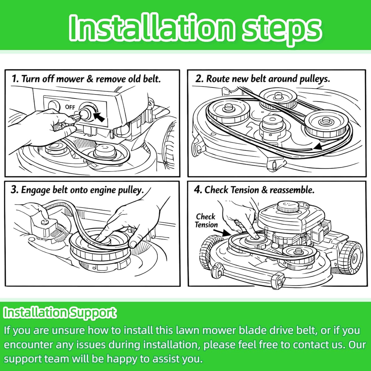 1/2" x 99"Lawn Mower Tractor Deck Belt for MTD 754-0440 954-0440 MTD LT-16 LT-165 LT-18 LT-185 with 46" Deck Toro 94-4291