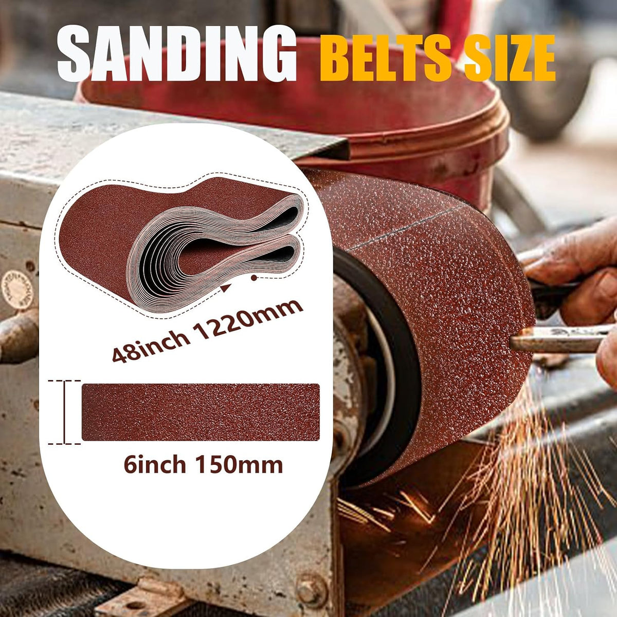 6 x 48 Inch Sanding Belts, 15 Pcs Assorted Grits(40/80/120/180/240)