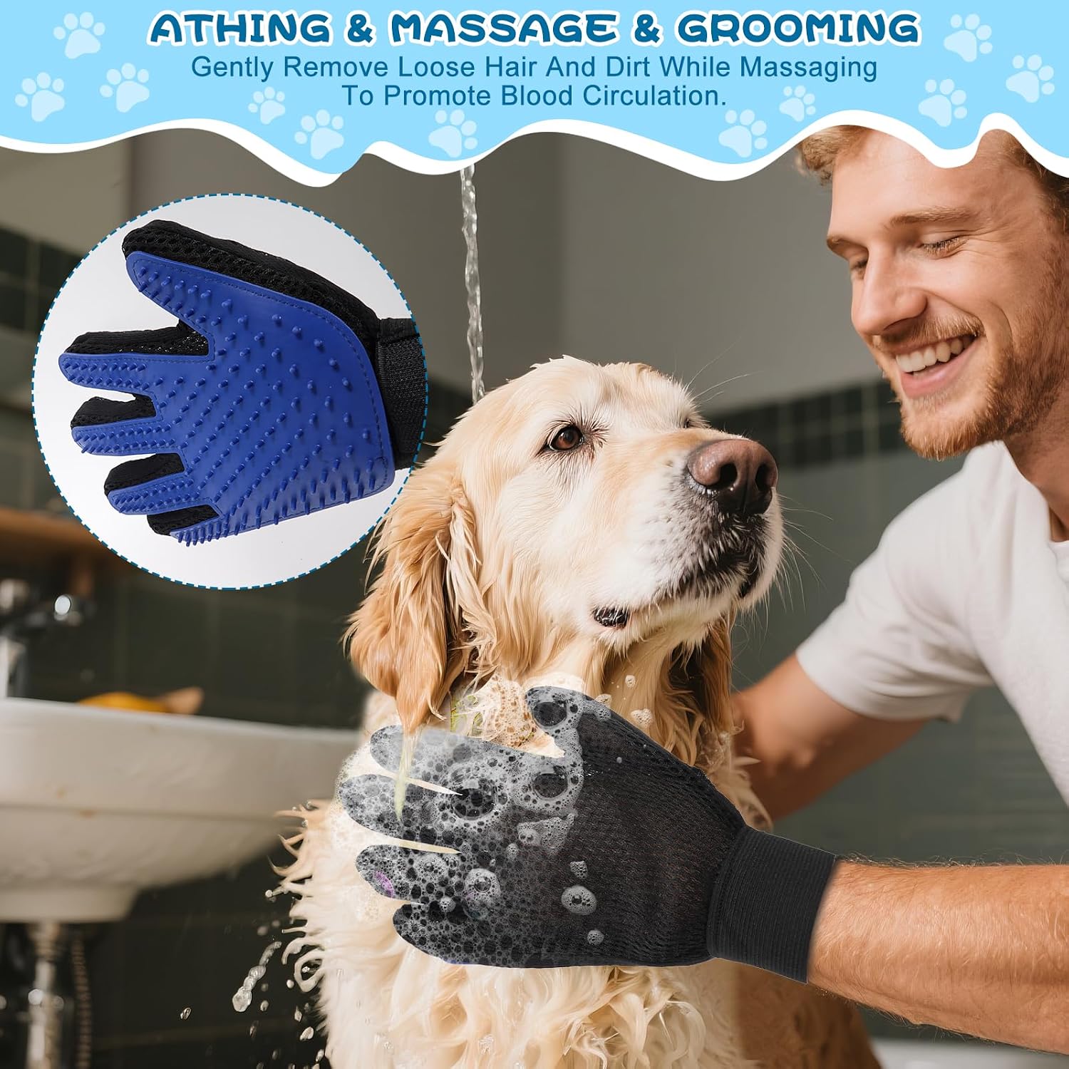 7-in-1 Pet Grooming Kit–Cat Brush,Dog Brush for Shedding,Double-Sided Flea Comb,Dog Nail Trimmers,Dog Bath