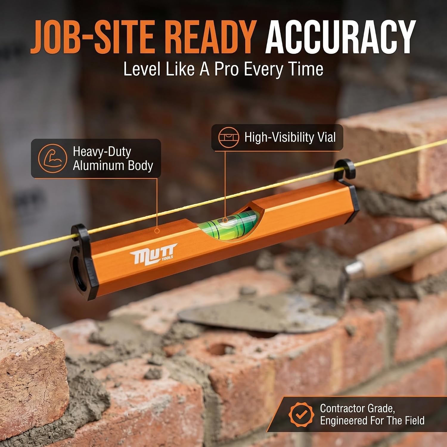 3 Inch Aluminum String Line Level for Construction | 3 Inch, Aluminum, String Line, Vial Level, Construction