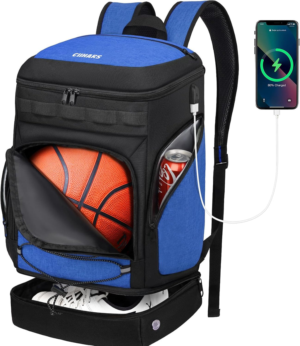 Basketball Backpack Bag Large Sports Bag with Separate Ball holder & Shoes compartment, Best for Basketball