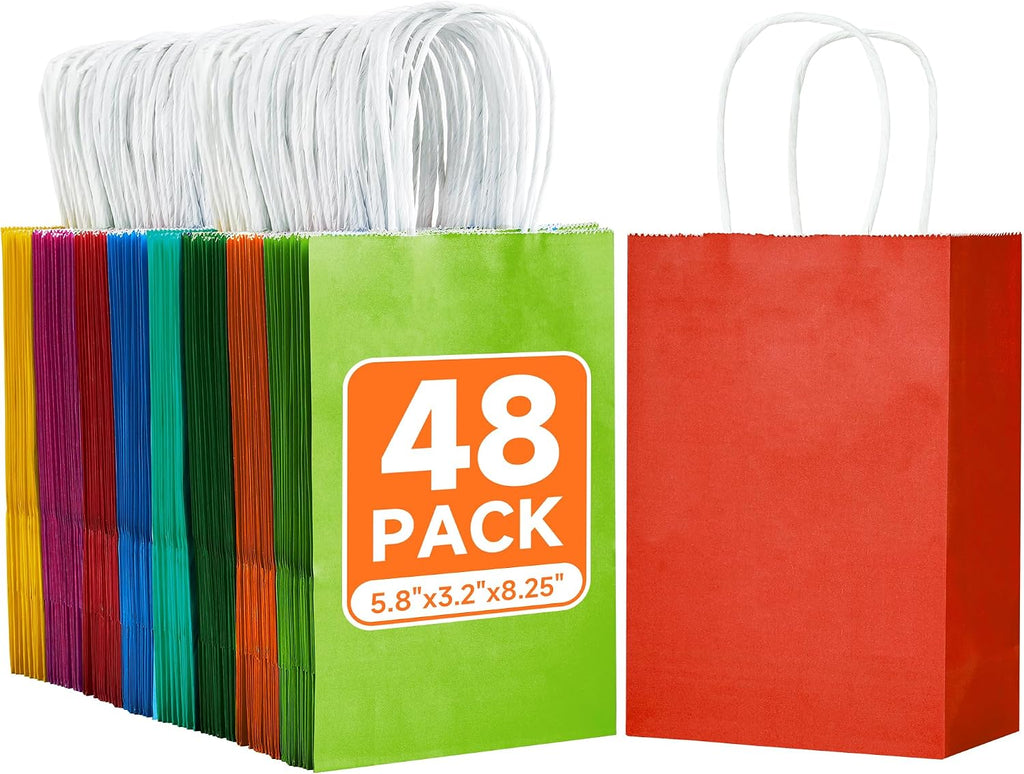 48Pcs Small Paper Gift Bags with Handles,5.8x3.2x8.25 Inch
