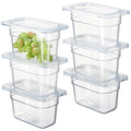 6-Pack 1/9 Size 4" Deep NSF Polycarbonate Food Pan with Notched Lid | Dishwasher & Freezer Safe Clear Container for