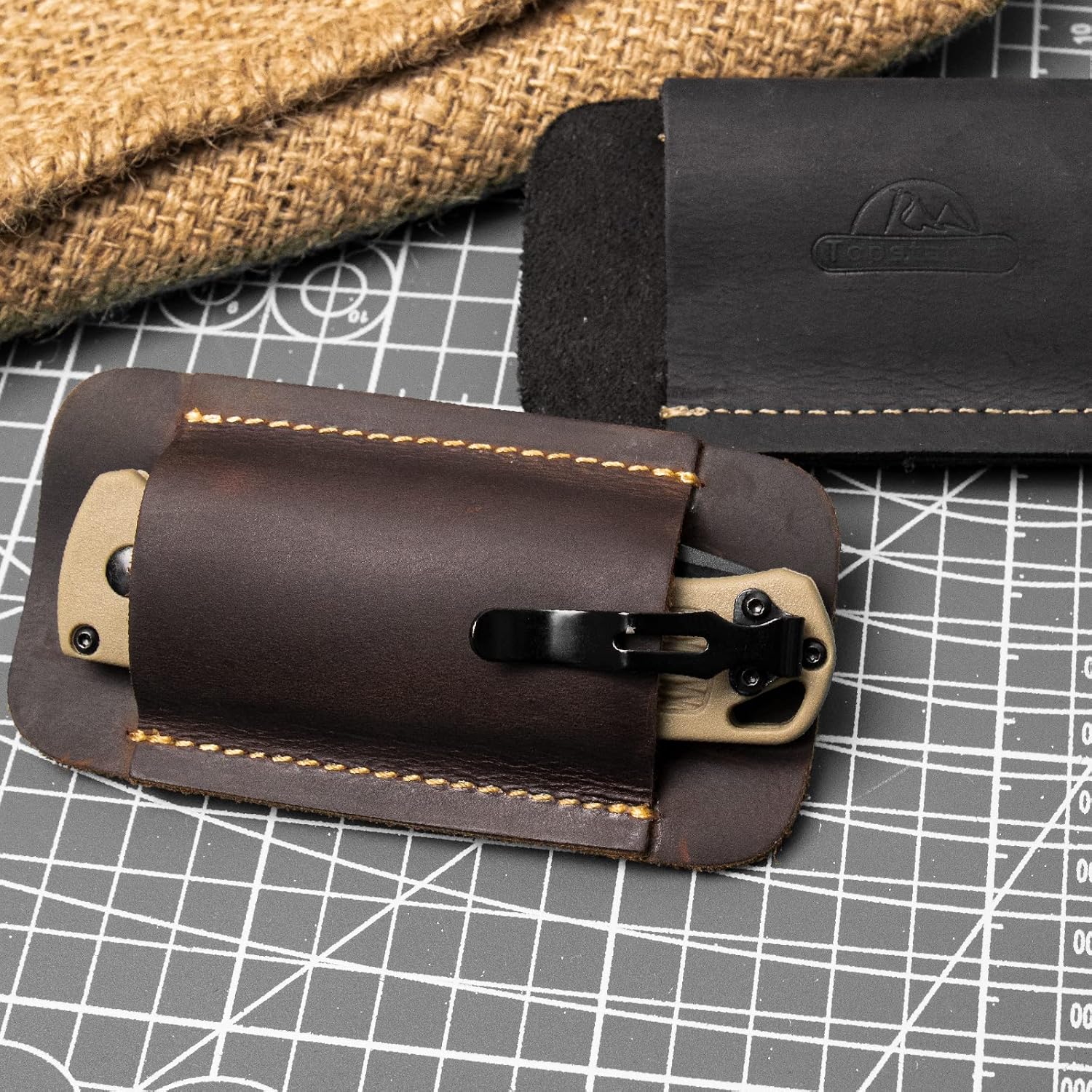Leather Knife Sheath, Handmade Knife Holster, Horizontal Carry Leather Sheath for Belt, EDC Pocket Organizer for