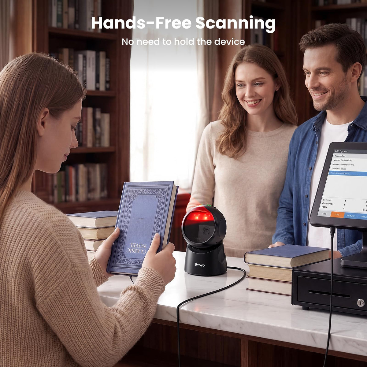 Hands-Free Omnidirectional USB Wired Desktop 1D&2D QR Barcode Scanner