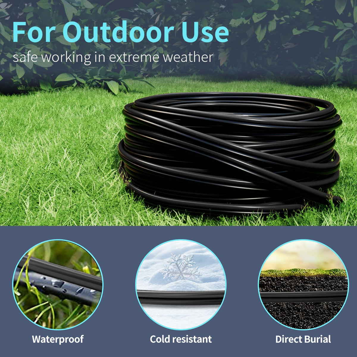 Energeaster 250FT 16 Gauge 16/2 Low Voltage Landscape Wire Black